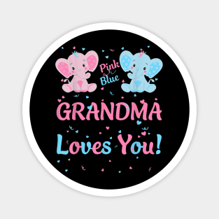 Grandma Gender Reveal Elephant Pink Or Blue Matching Family Magnet